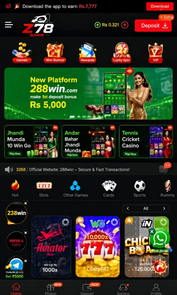 Z78 Game Dashboard Interface