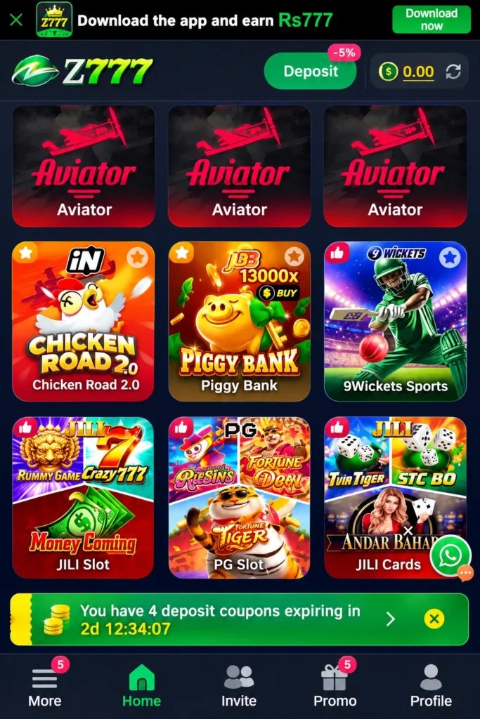Z777 Game for Android offers several mini-games for its users to play, enjoy, and earn real cash.