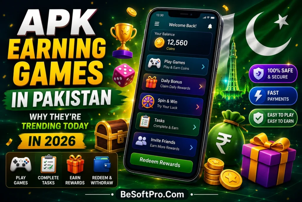 APK earning games in Pakistan trending today are Android applications that allow users to earn rewards while playing games or completing different activities.