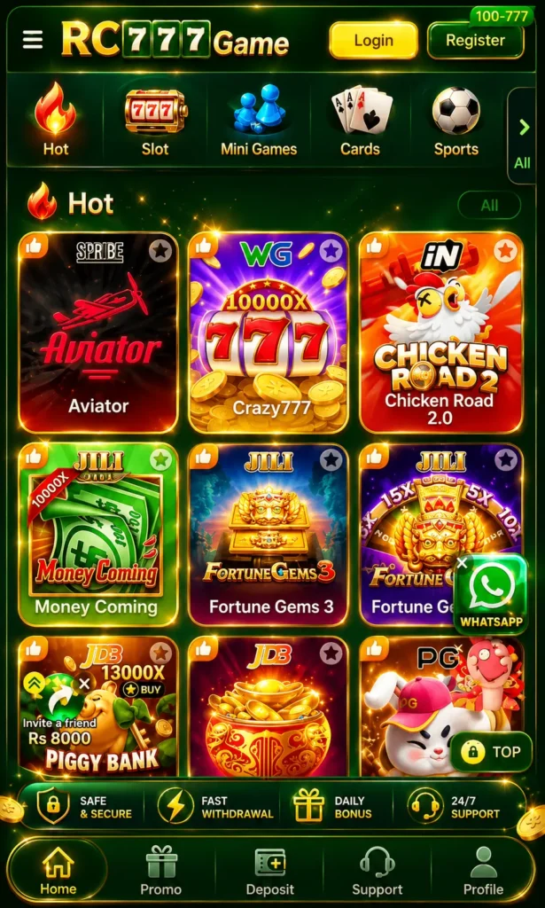 The latest version of the RC777 Game provides several mini-games for its users to enjoy and earn.