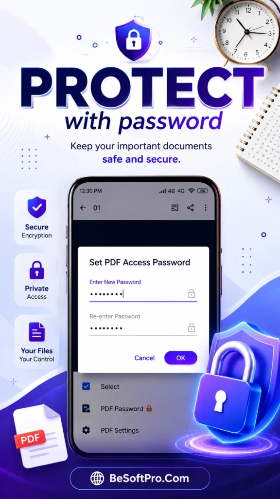 CamScanner allows users to protect important PDF files with passwords.