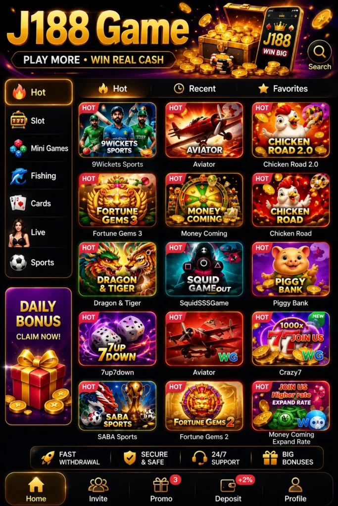 The latest version of J188 Game offers multiple casino games to enjoy and earn real cash.