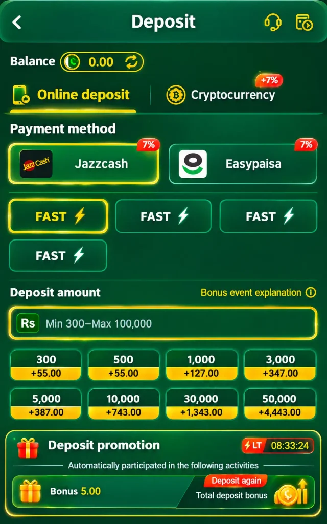 The latest version of HZ333 Game APK for Android offers easy methods for deposit and withdrawal.