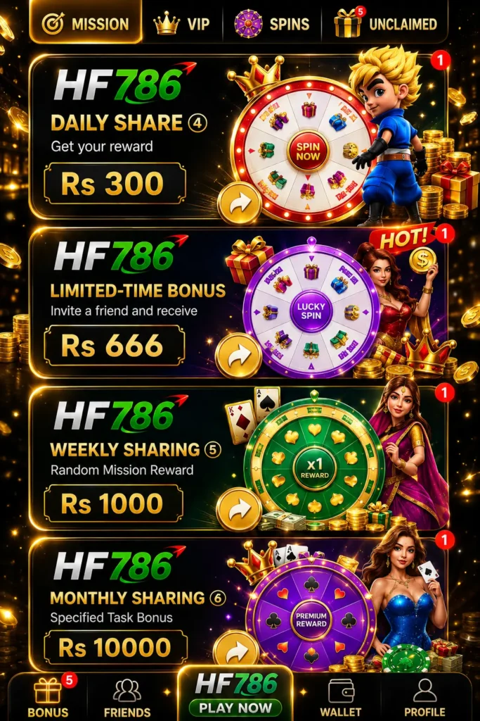 HF786 Game Download latest version offers various bonuses for its users.
