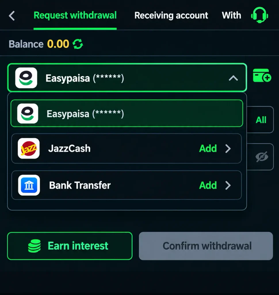 XD777 Game (New Earning Game) offers digital payment methods such as bank transfer, JazzCash, and Easypaisa.