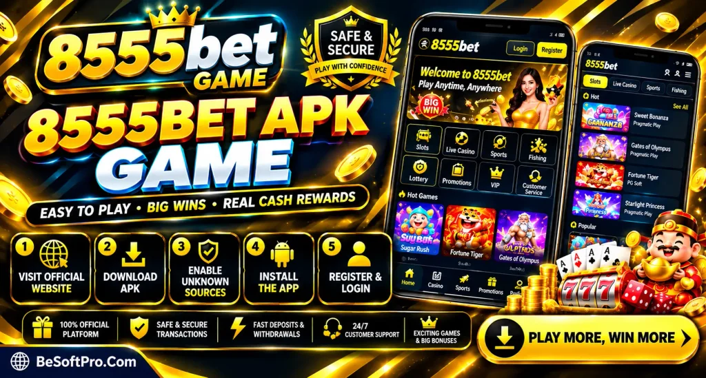 8555Bet is a new earning app for Android mobile phone that offers various mini-games, features, salaries, bonuses, rewards, and entertainment for its users.