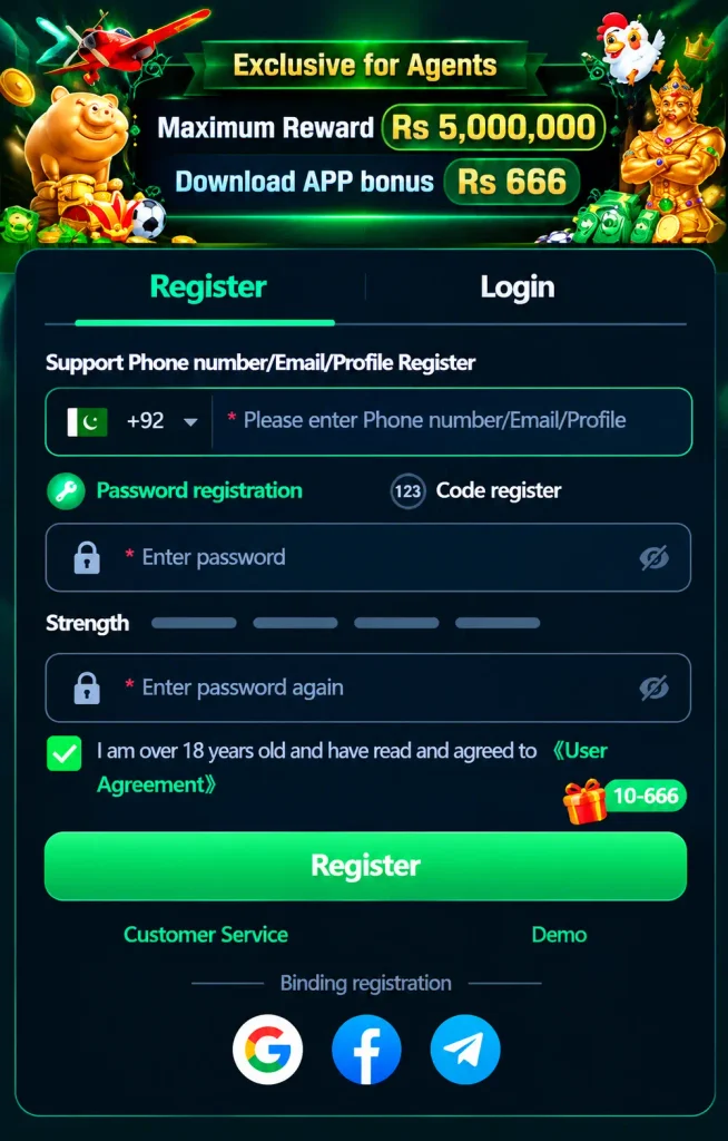 PKR365 APK Latest Version offers simple registration and login methods.